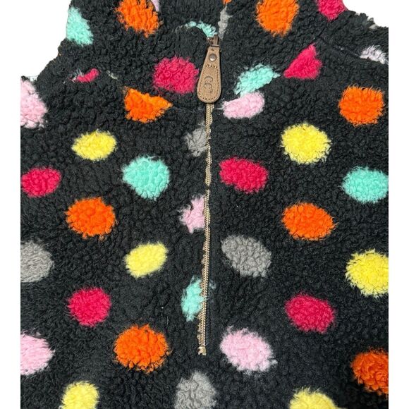 Girlie Girl CC Sherpa Pullover Jacket 1/4 Zip Up Black Polka Dot Size‎ Small - Picture 9 of 11